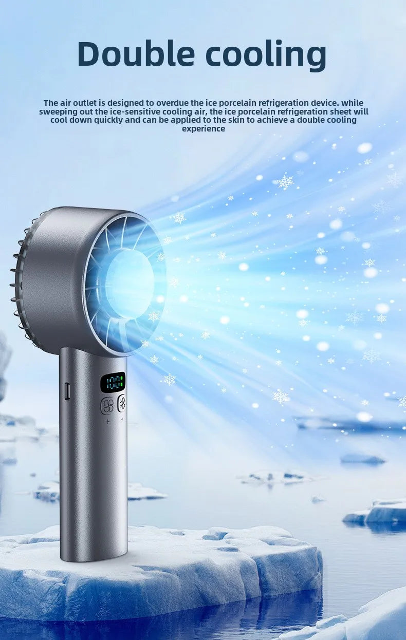 Ice compress high-speed cooling fan handheld fans USB Rechargeable portable mini fan Folding style for Travel,Camping,Outdoor