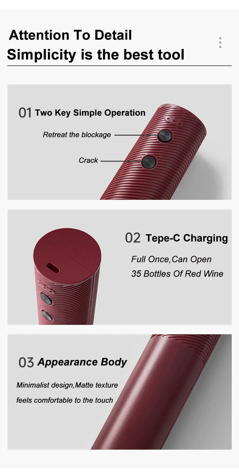 Electric Wine Opener USB Rechargeable Automatic Large Battery Powered Effortless Bottle Opener For Kitchen BarTools Party Gift