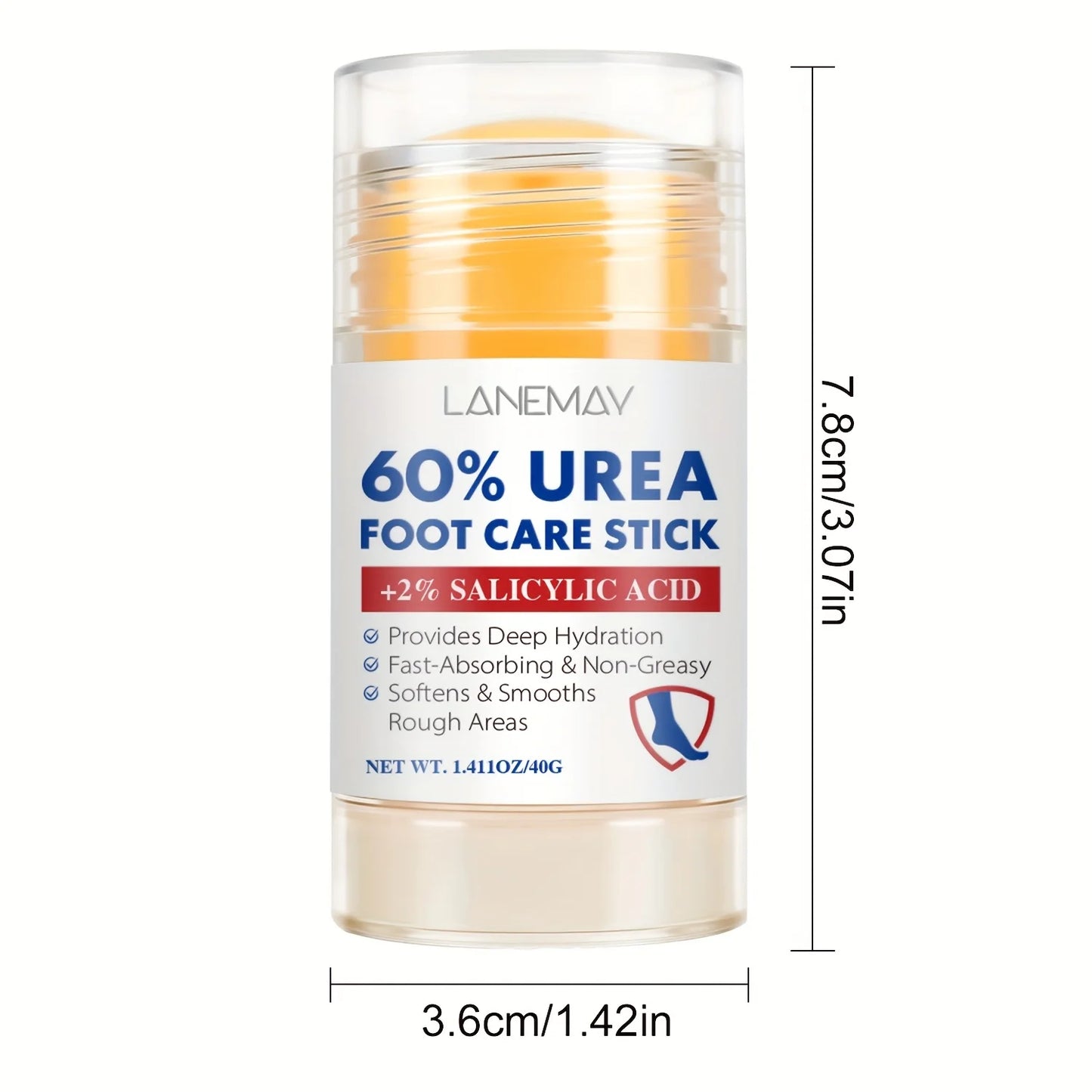 60% Urea Foot Care Stick - Deep Hydration for Dry Cracked Heels,Salicylic Acid & Antioxidants for Rough Light Beige Removal