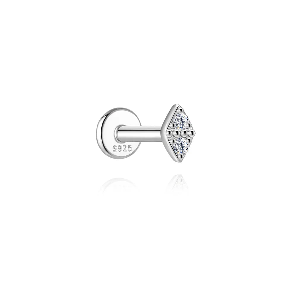 CANNER 1PC Moissanite Spherical Vertical Eight-pointed Star Piercing Earrings 925 Sterling Silver Jewelry Valentine's Day Gift