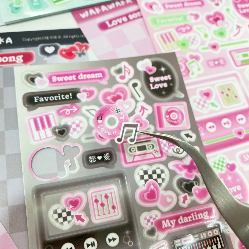 SCRAPBOOK Music Decorative STICKER Korean DIY Phone Luggage Motorcycle Laptop Flakes Idol Card Deco Sticker