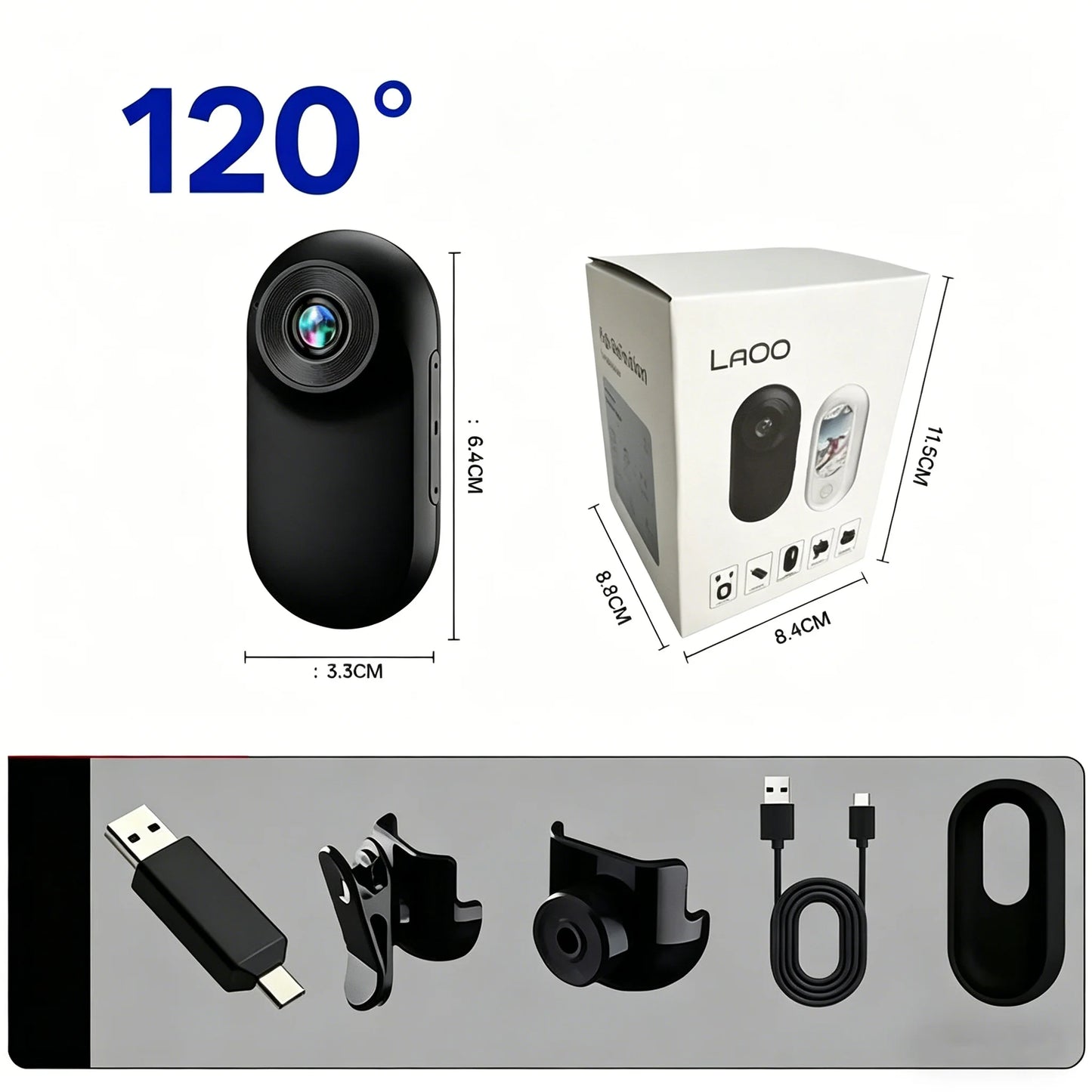 New Sports Camera 4K Body Action Wearable Body Camera Magnetic Thumb Size Action Cam Stabilization Audio/Video Recording Action