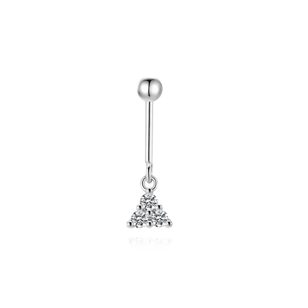 CANNER 1PC Moissanite Spherical Vertical Eight-pointed Star Piercing Earrings 925 Sterling Silver Jewelry Valentine's Day Gift