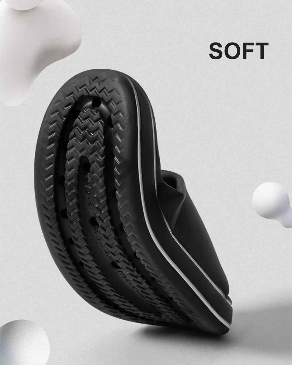 Feslishoet Letter Beach Slides Solid Color Women/Men Thick Sole Indoor Bathroom Anti Slip Sandals