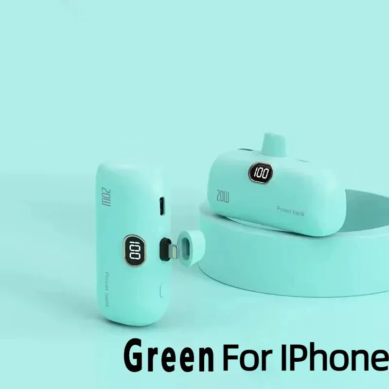 Portable Mobile Charger Mini Power Bank Built Cable Fast Charger Battery Capsule Power bank 10000/5000mAh For iPhone Type-C