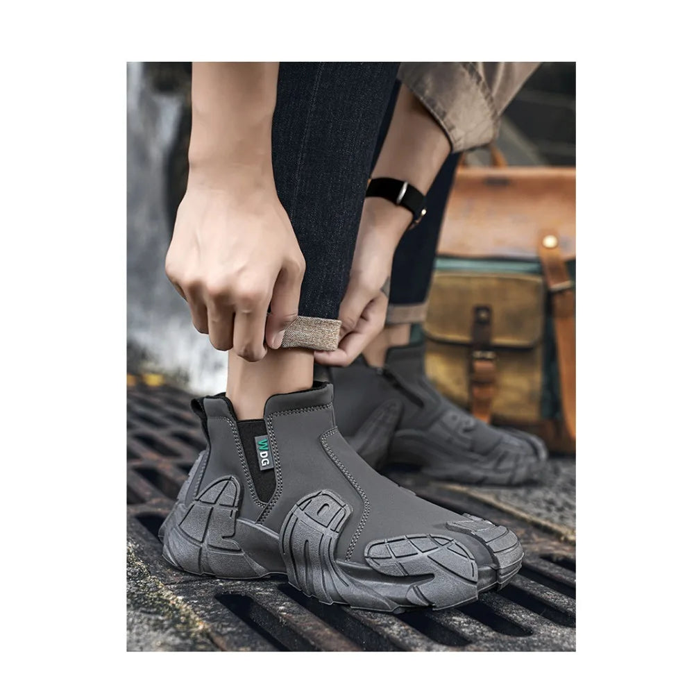 2025 New Men's High - top Shoes for Autumn - Anti - slip Waterproof  Side - zipper Work Shoes for Construction Site