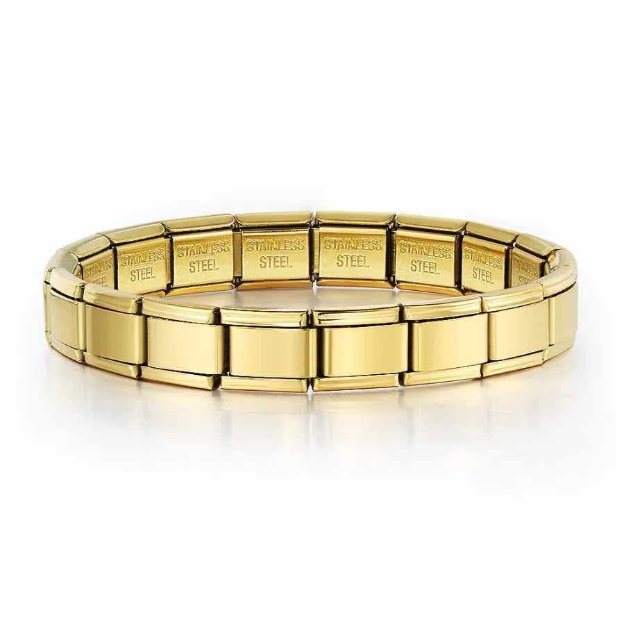 2025 Trendy 9mm Width Italian Charm Link Elastic Bracelet Fashion Stainless Steel Bangle Chain on Hand Factory DIY Making