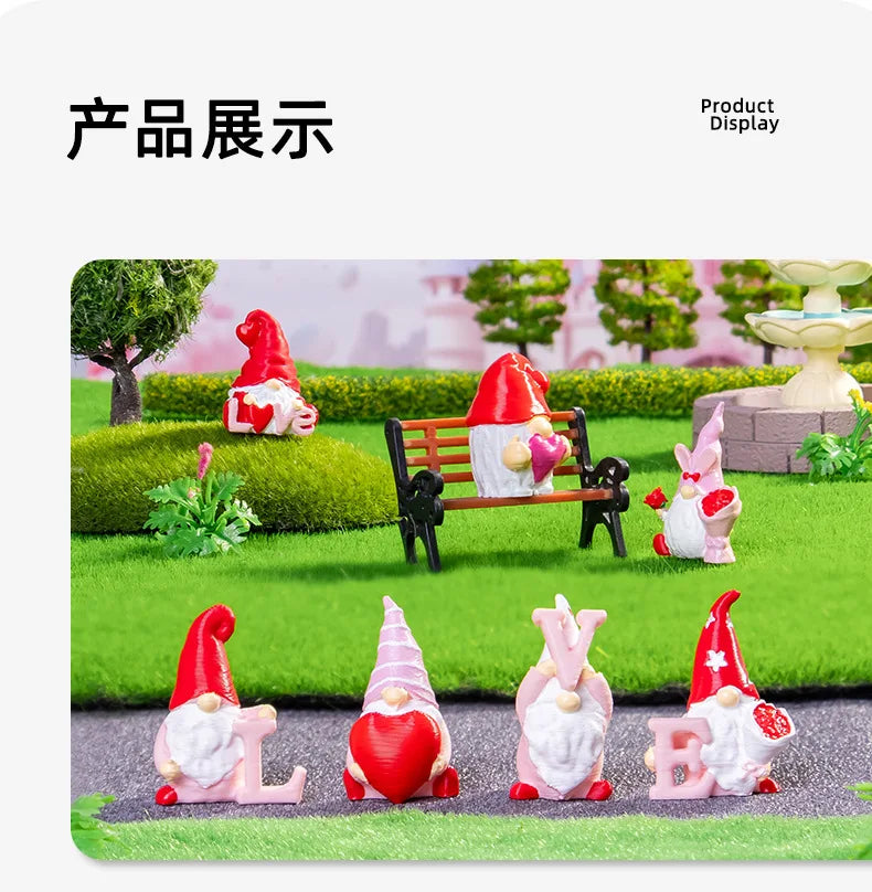 10/20/50pcs Mini Heart Love Dwarf Doll Figurine Miniature Gnome Garden Fairy Landscape Crafts Desktop Valentine's Day Ornament