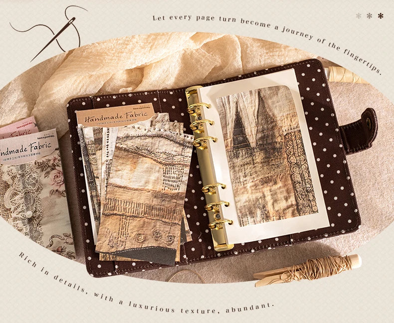 JIANWU Handmade Fabric Series Vintage Lace Flower Landscape Collage Scrapbook Material Paper Creative Junk Journal Stationery
