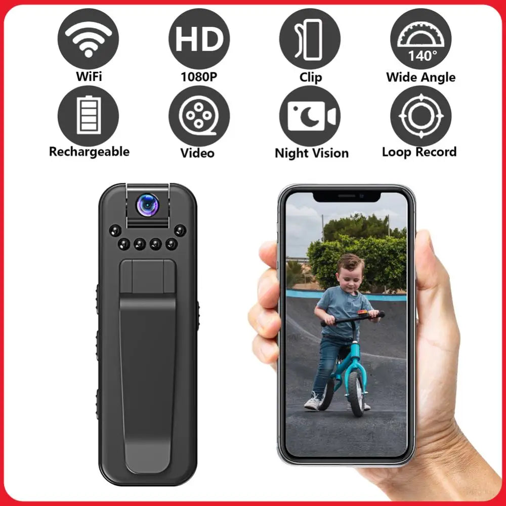 HD 1080P  Body Cam Motion Detection Mini Camera with Back Clip Infrared Night Vision Miniature Camcorder Small Body Camera
