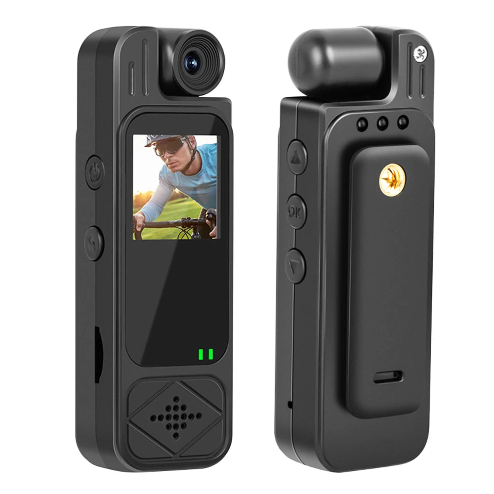 Mini Body Camera 1080P HD Sports CameraRotatable Night Vision Digital Video Recorder 1.3inch Bodycam Police Camera