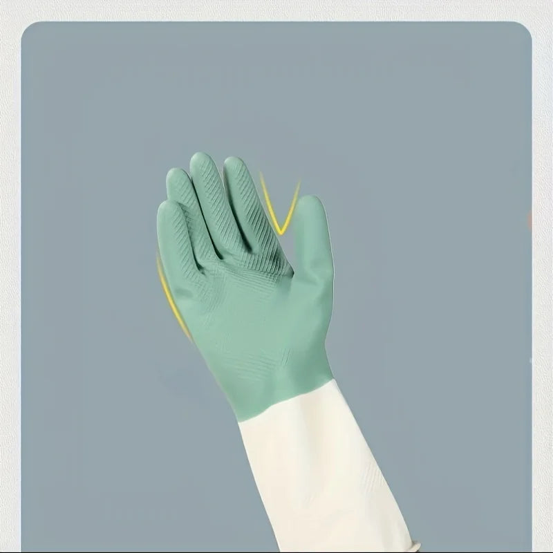 4pcs Waterproof Housework Cleaning Gloves Kitchen Cleaning Latex Laundry Dishwashing Gloves Wear Resistant Rubber Work Gloves