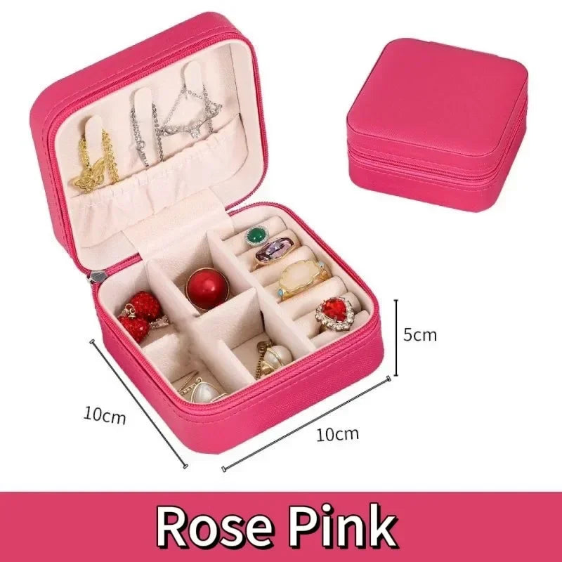 Portable Mini Jewelry Storage Box Travel Organizer Jewelry Case Leather Storage Earrings Necklace Ring Jewelry Organizer Display