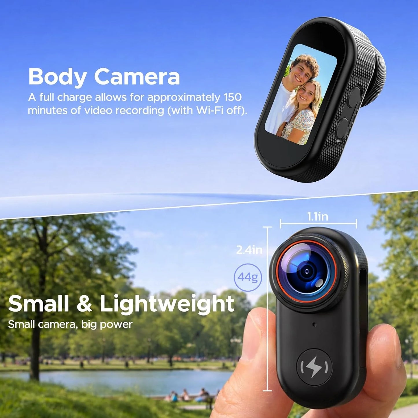 New Sports Camera 4K Body Action Wearable Body Camera Magnetic Thumb Size Action Cam Stabilization Audio/Video Recording Action