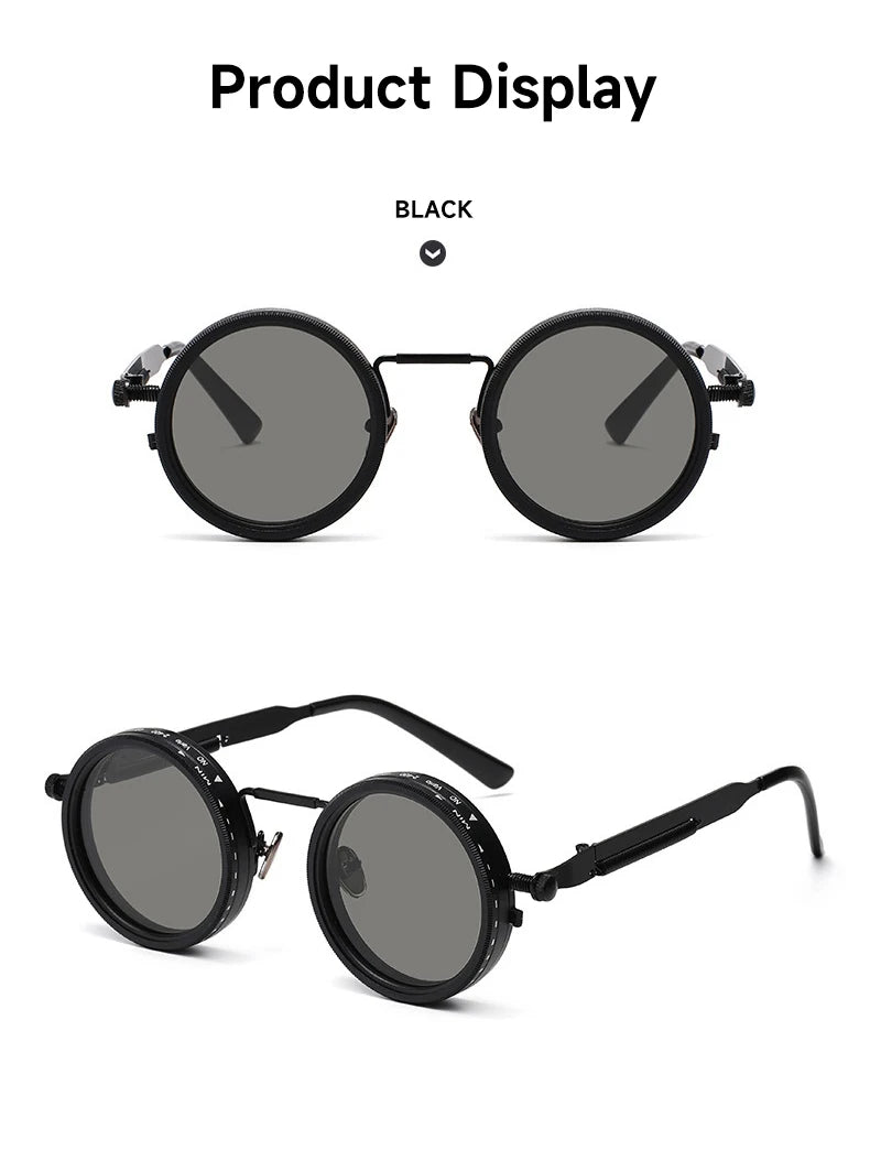 ND Dimming Glasses Polarized Sunglasses Men Women Round Retro Punk Driving Eyeglasses Outdoor Shades UV400 Adjustable Eyewear