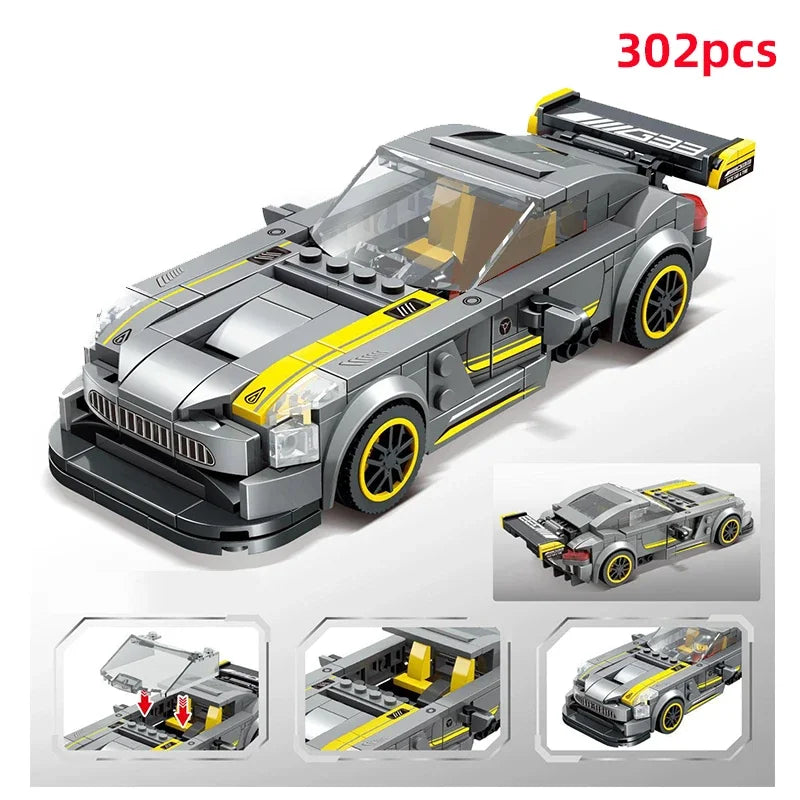 City Technical Vehicle Speed  Racing Car Building Blocks Courses Rennen гонки Carreras Moc DIY Model Brick Toys