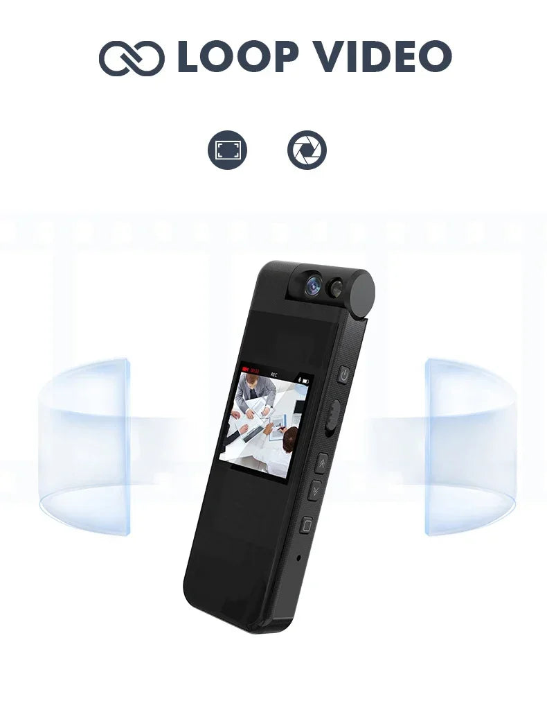 Mini Camera 1080P 2K HD Body Cam Portable Small Digital Video Recorder Police Night Vision Miniature Camcorder 1.3 Inch Bodycam
