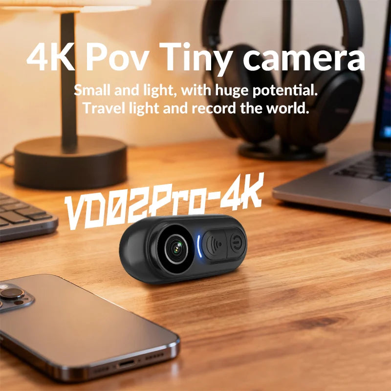 Compact Waterproof 4K Mini Body Camera 6-Axis Stabilized Thumb Cam for Outdoor Sports & Travel Recording