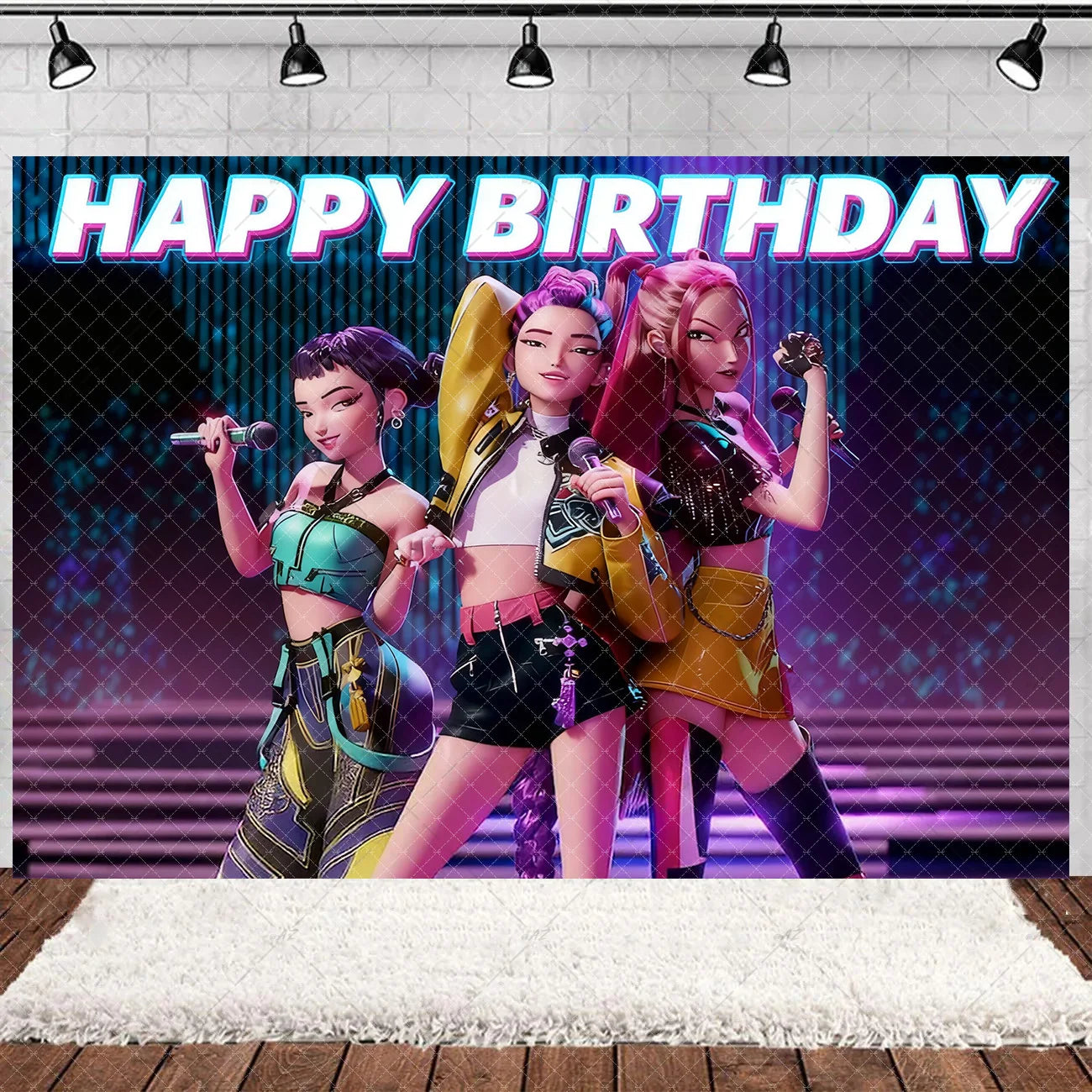 Hot KPop Girl Demon Hunters Backdrop Popular Anime Adult Children's Birthday Party Decorations Baby Shower Supplies Photo Props