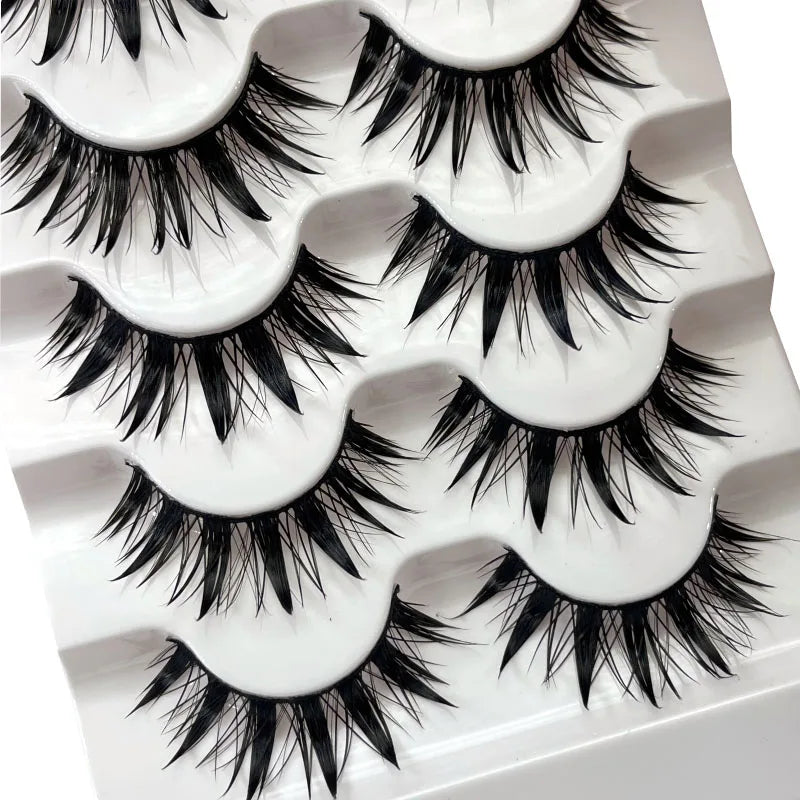 5 pairs of wet eyelashes, light Thai makeup false eyelashes, 3D stereoscopic comics, devil curls, and curly eyelashes