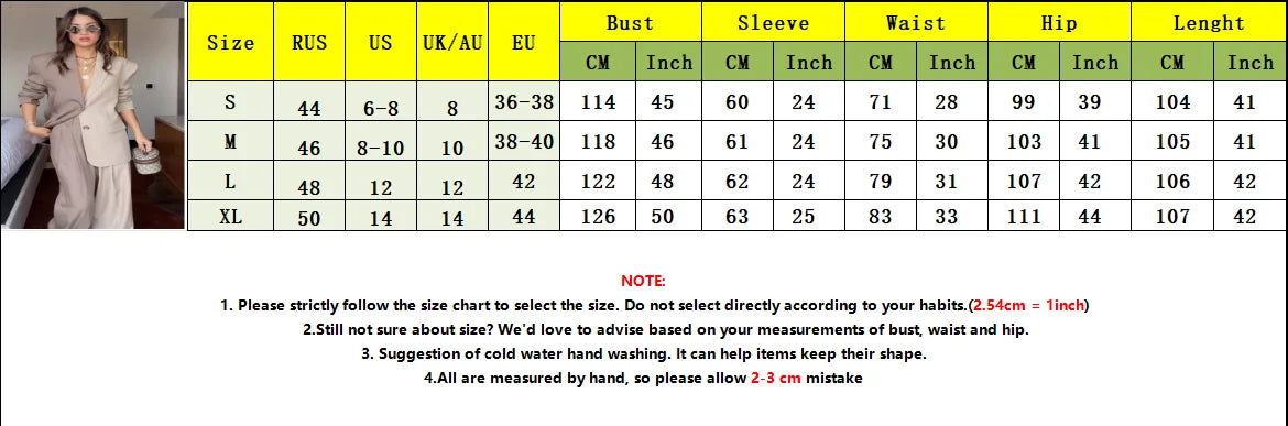 Women's Autumn Winter Color Blocked Loose Two Piece Set Casual Single Breasted Long Sleeved Lapel Coat+Straight Pants Suit Women