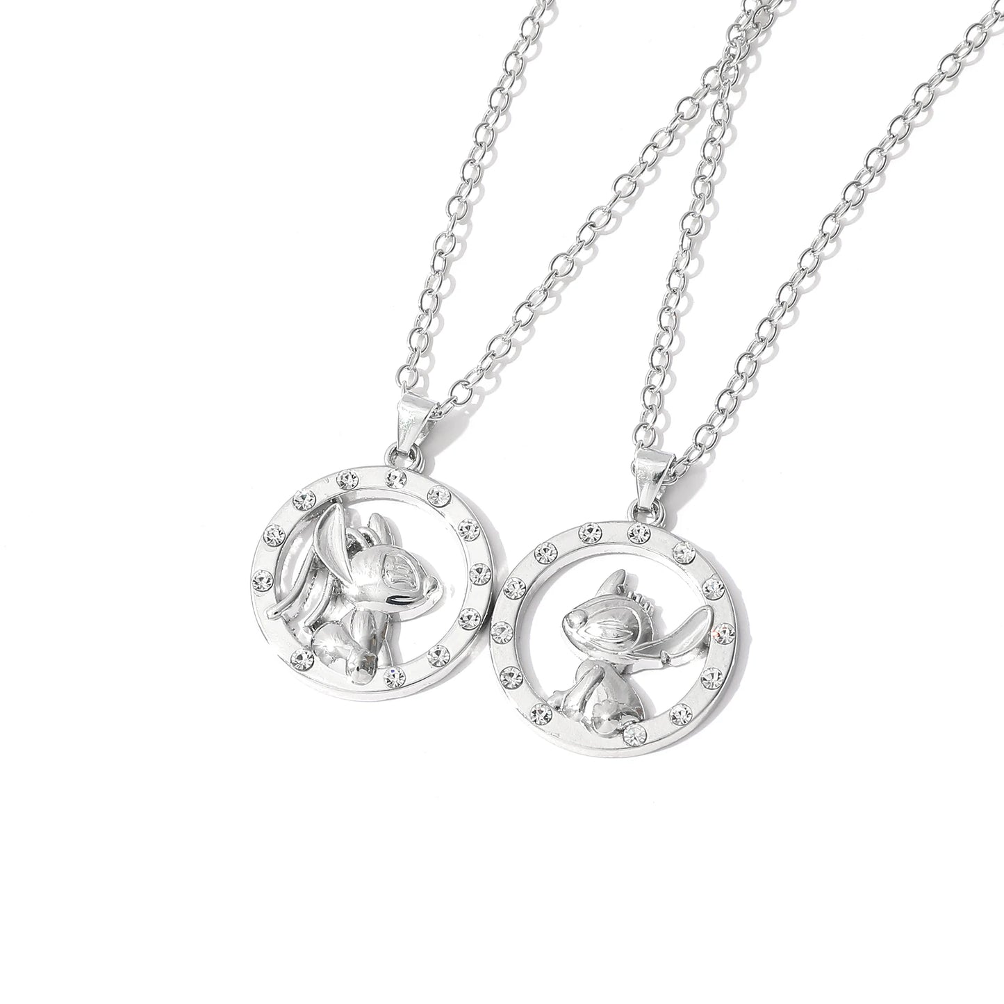 Antique Silver Stitch Angel Pendant Necklace Fashion Jewelry Shining CZ Stones for Anniversary Party Valentine's Day Gift