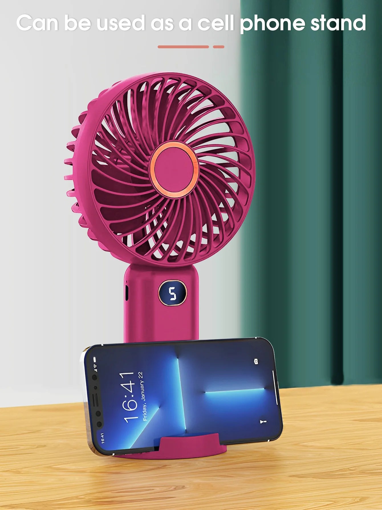 Portable Handheld Fan USB Rechargeable Mini Fan Digital Display 5-Speed Adjustment Suitable For Travel Outdoor Office Home