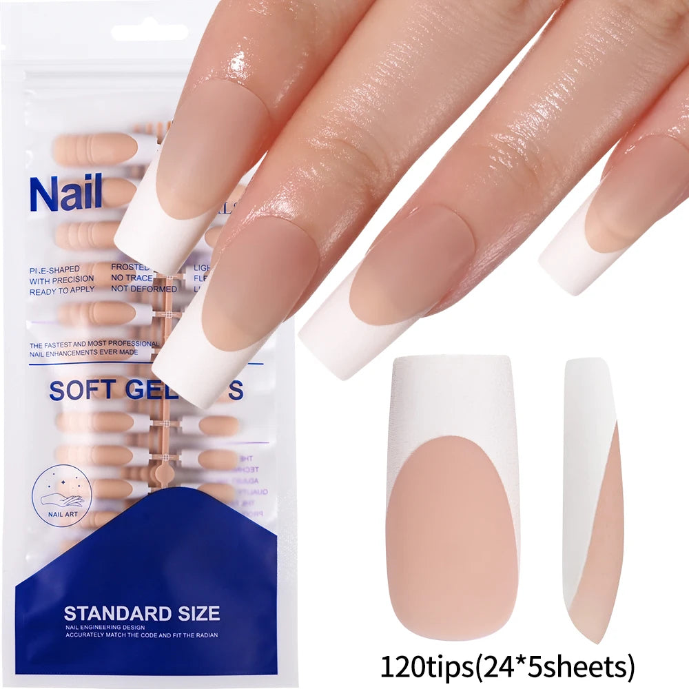 120pcs Short Square False Toe Nail Tips Pink French Soft Gel Press On Toenails White Edge Fake Toe nails Full Cover Toe Nail Tip