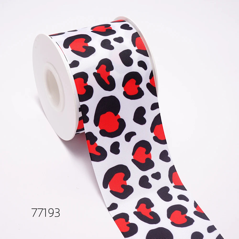5 Yards 3inch 75mm of  Valentine's Day flowers  Printed Ribbon For Hair Bows DIY Crafts Handmade Accessories 76711