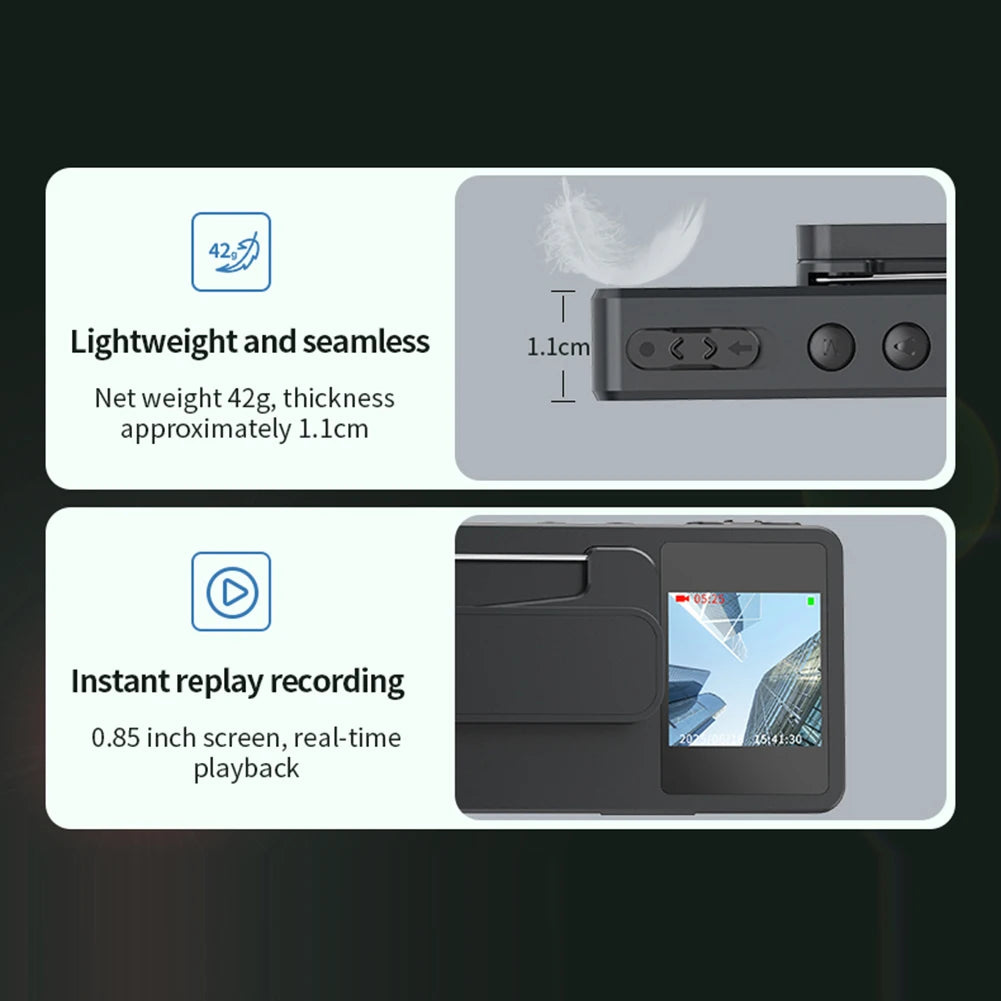 Body Camera with Audio and Video Recording Magnetic Wearable Action Cameras for Work Lectures Business Meetings Interviews