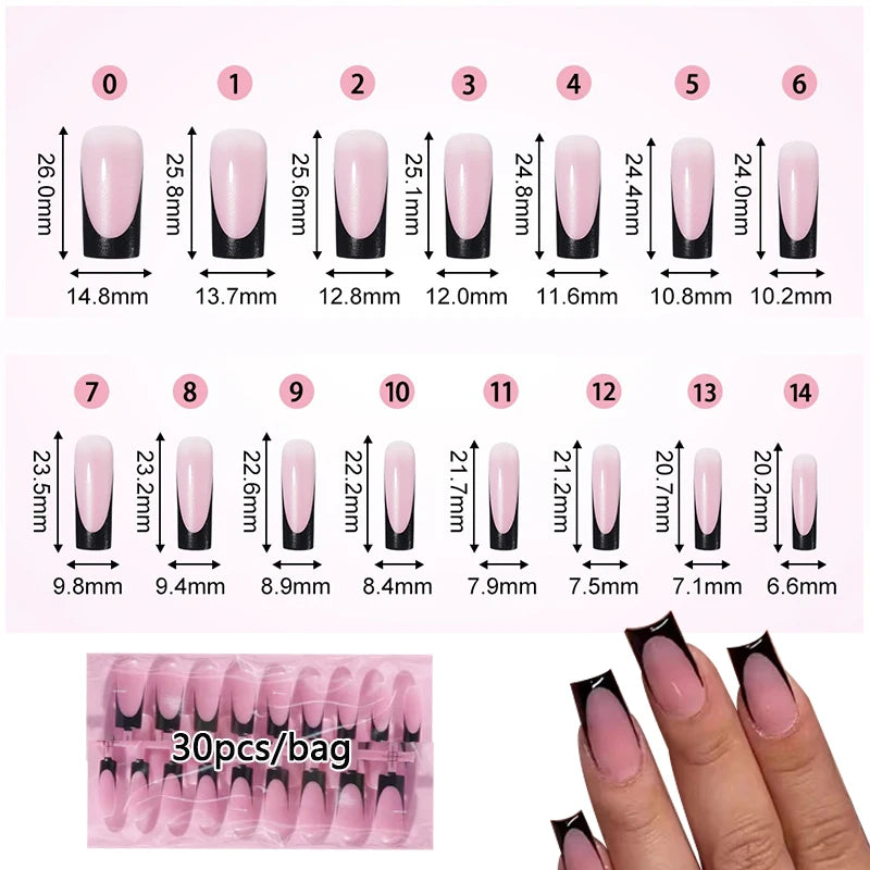 30pcs Square ToeNail Tips Summer French Gradient False Toe Nails Wearable Short Square Foot Nails Set Press On Nail