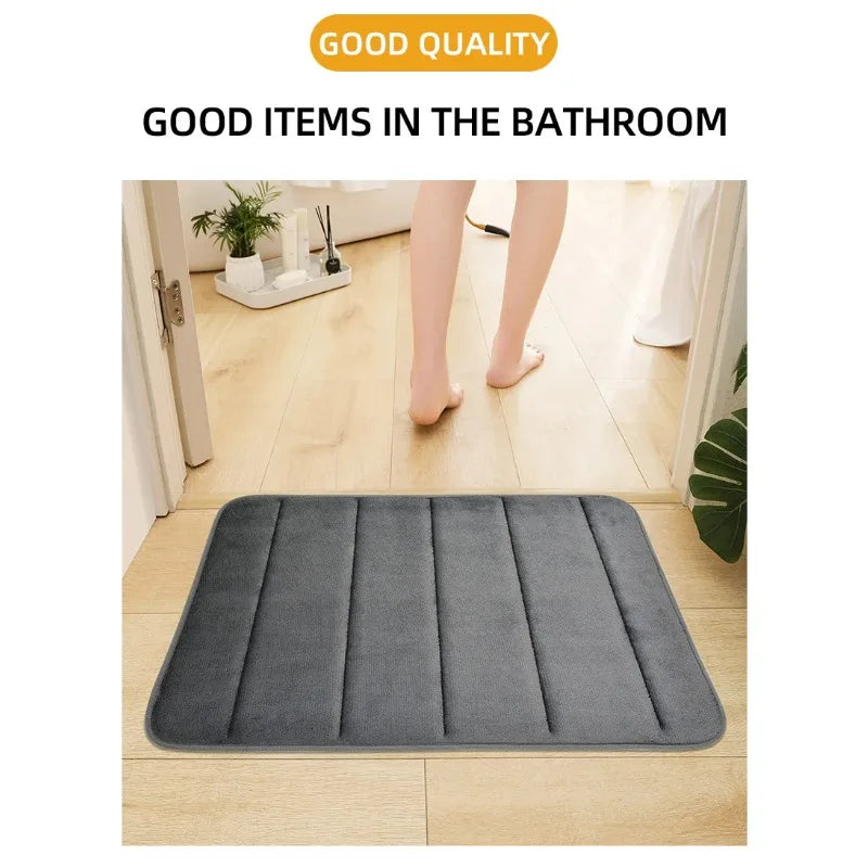 Coral Velvet Bathroom Mat Anti-Skid Quick Dry Machine Washable Soft Comfortable Toilet Floor Mat Easy to Use