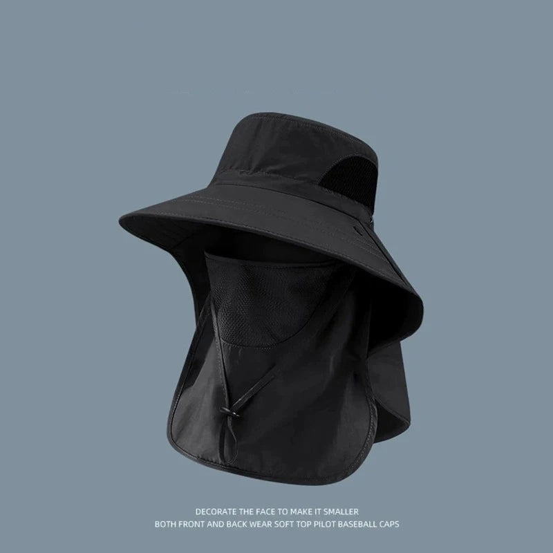 UPF 50+ Sun Hat with Face Neck Flap Wide Brim UV Protection Fishing Hat for Men Women Outdoor Hiking Gardening
