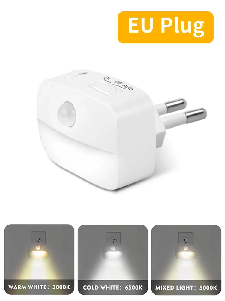 LED Night Light EU US Plug In Smart Motion Sensor Light 220V Wall Lamp For Home Aisle Hallway Stair Kitchen Bedroom Night Lamp