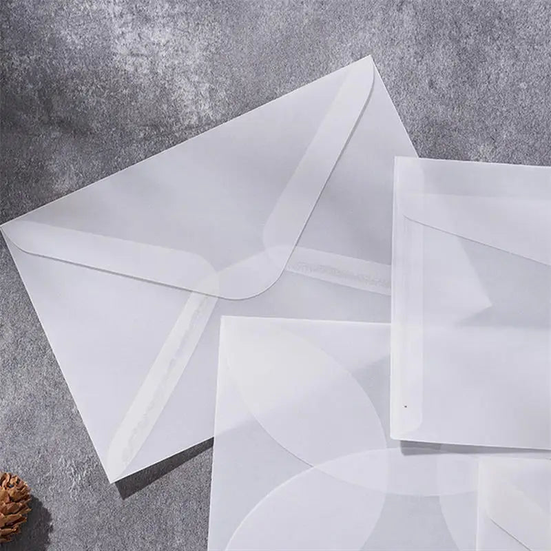 50Pcs/Pack Simple Semi-Transparent Vellum Paper Envelopes Matte Frosted for Postcards Greeting Cards Wedding Invitations