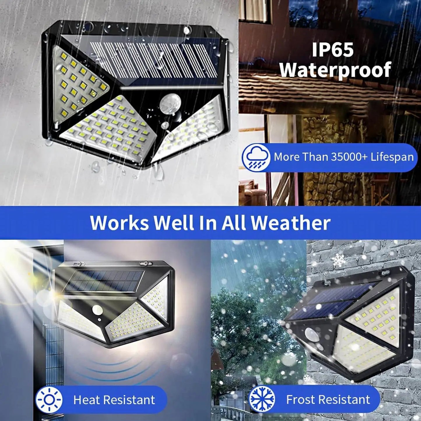 100 LED Outdoor Solar Lamp Outdoor Garden Decoration Solar LED Light Waterproof Sunlight Powered Spotlight with Motion Sensor