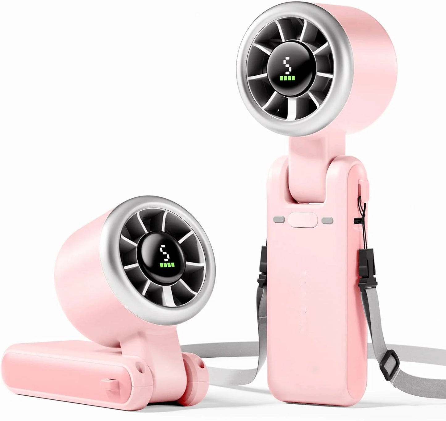 Mini High-speed Handheld Fan Usb Charging Digital Display Portable Desktop Folding Hanging Camping Violent Turbo Fan