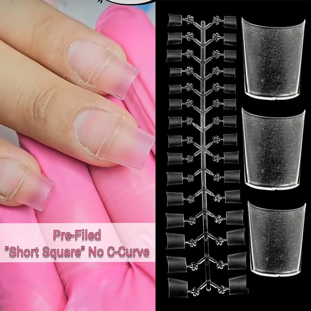 30pcs Square ToeNail Tips Summer French Gradient False Toe Nails Wearable Short Square Foot Nails Set Press On Nail