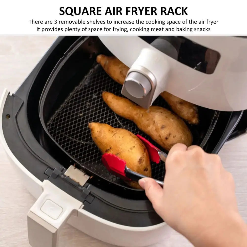Durable Stackable Air Fryer Rack Non-Stick Stainless Steel Airfryer Tray Grill Basket Kitchen Gadgets