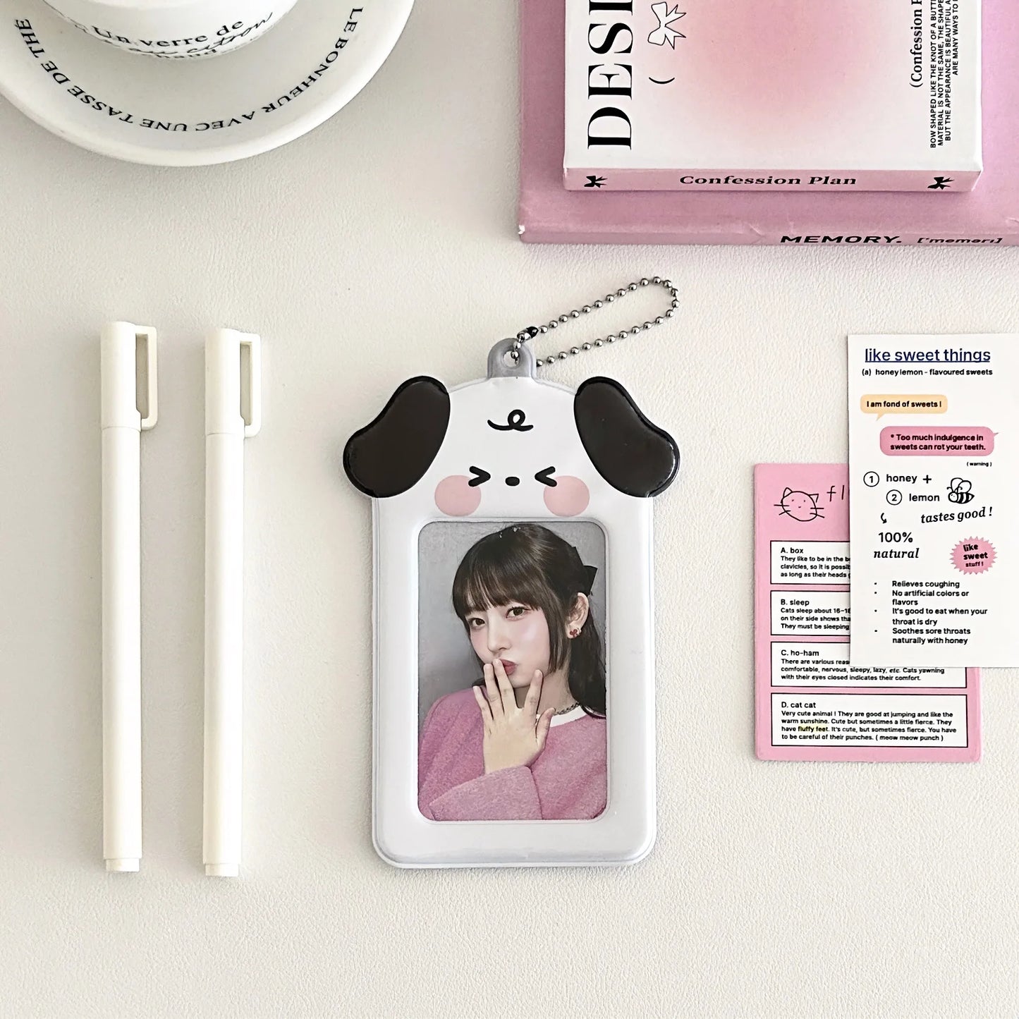 Ins Style Cartoon Puppy Photocard Holder with Keychains Cute 3inch Cards Protect Sleeves for Students