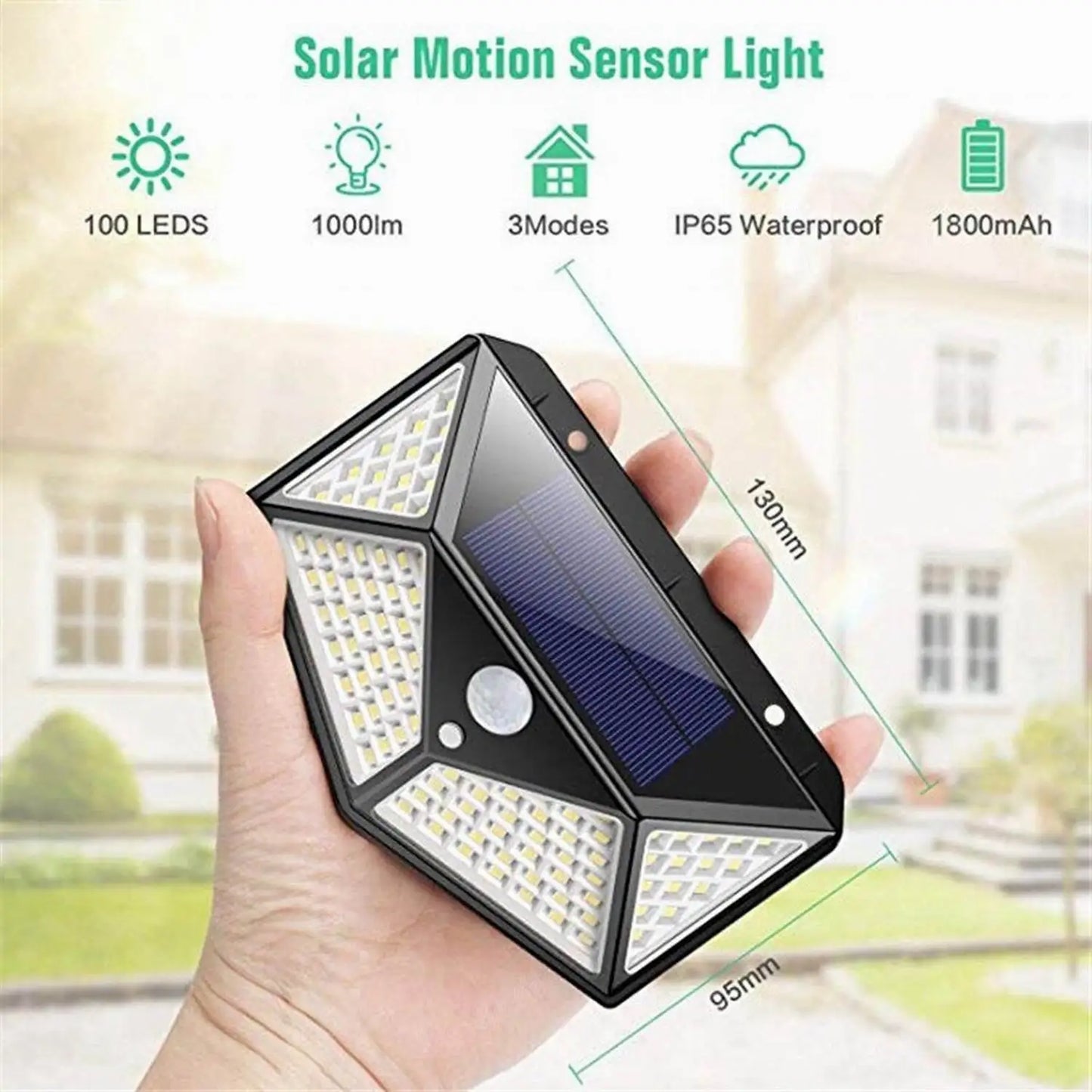 100 LED Outdoor Solar Lamp Outdoor Garden Decoration Solar LED Light Waterproof Sunlight Powered Spotlight with Motion Sensor