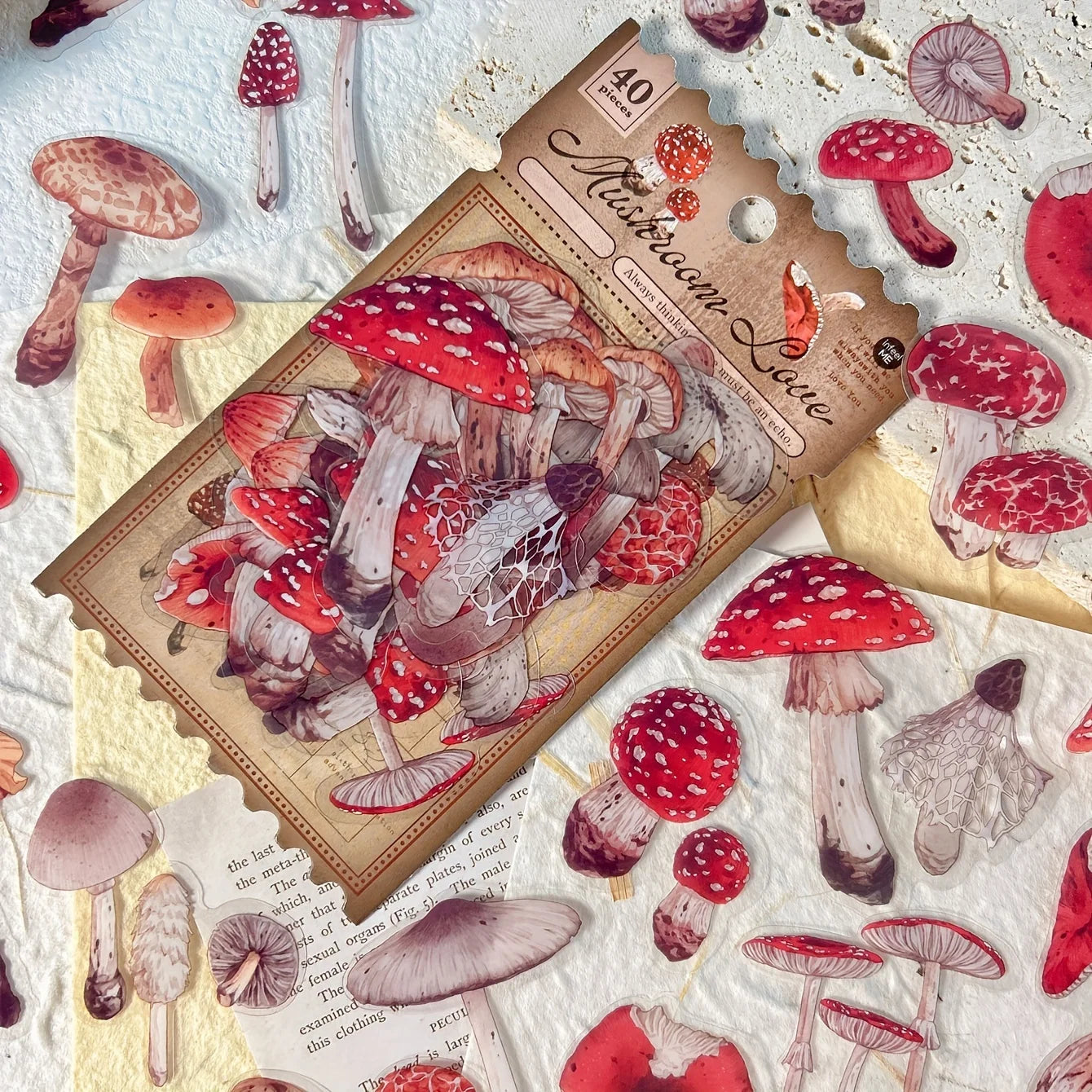 40 sheets Autumn Leaf Mushroom Theme Stickers pack Journal Diy Scrapbooking Supplies Diary Album Aesthetic Stationery Sticker