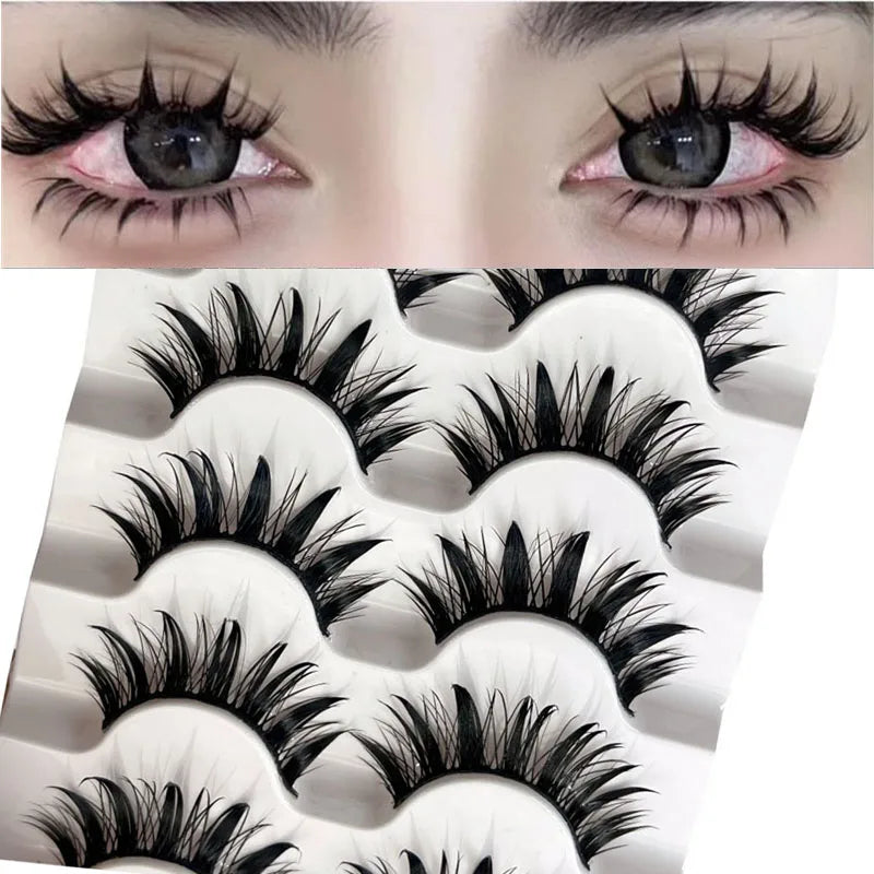 5 pairs of wet eyelashes, light Thai makeup false eyelashes, 3D stereoscopic comics, devil curls, and curly eyelashes