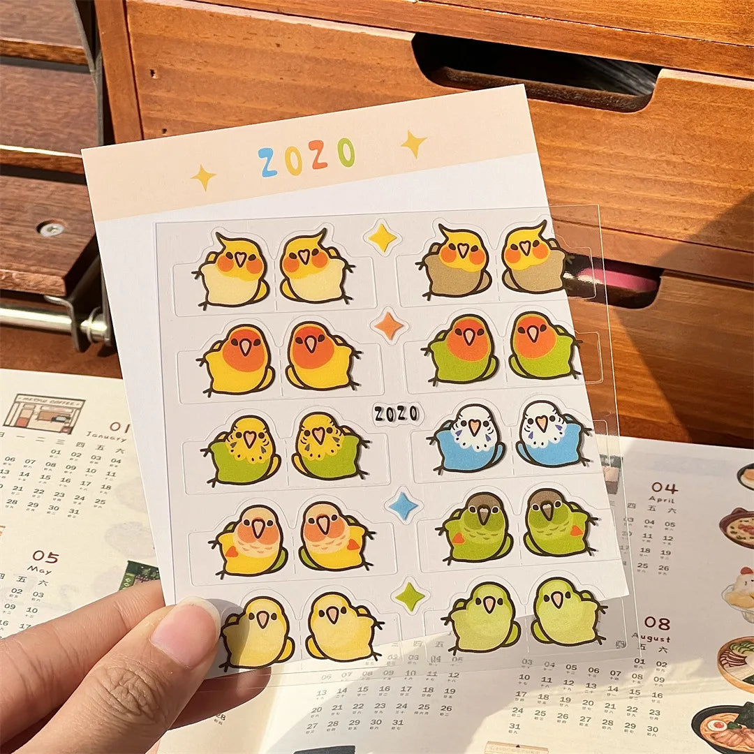 10/20 Creative and Cute Parrot Index Stickers, PET Bookmark, Hand Account Notebook Classification Sticky Notes, Art Labels