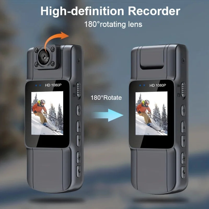 1pc Full 1080P Body Camera with Clip, Body Cam Built-in 1000mAh Battery, 4-5Hours Record, for Outdoor and Night Vision