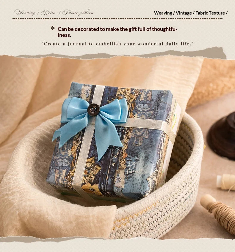 JIANWU Handmade Fabric Series Vintage Lace Flower Landscape Collage Scrapbook Material Paper Creative Junk Journal Stationery