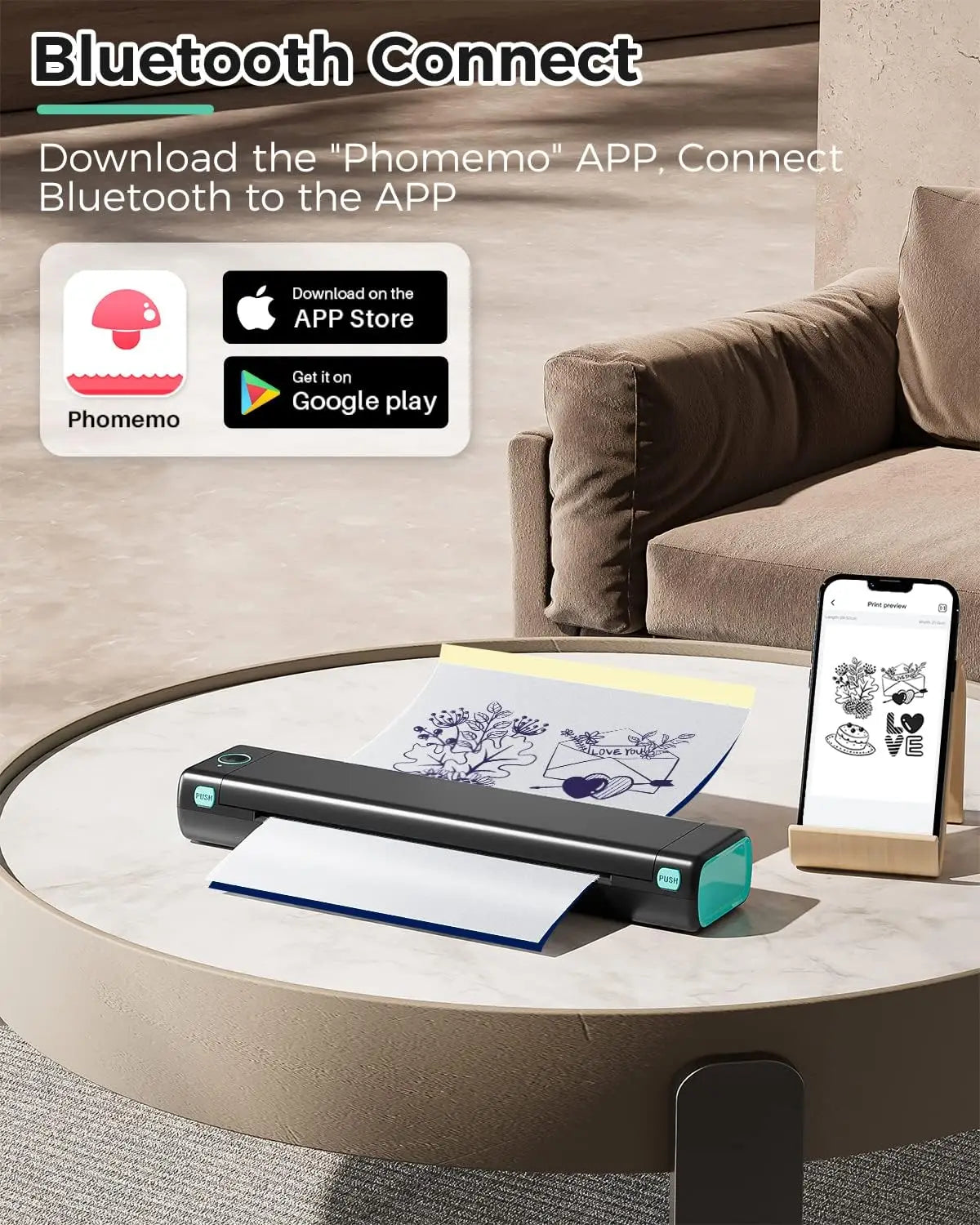 Phomemo M08F A4 Thermal Paper for M08F, PJ762/PJ763MFi, MT800/MT800Q, A4 Portable Printers, M08F Printer Paper, 8.27" x 11.69"