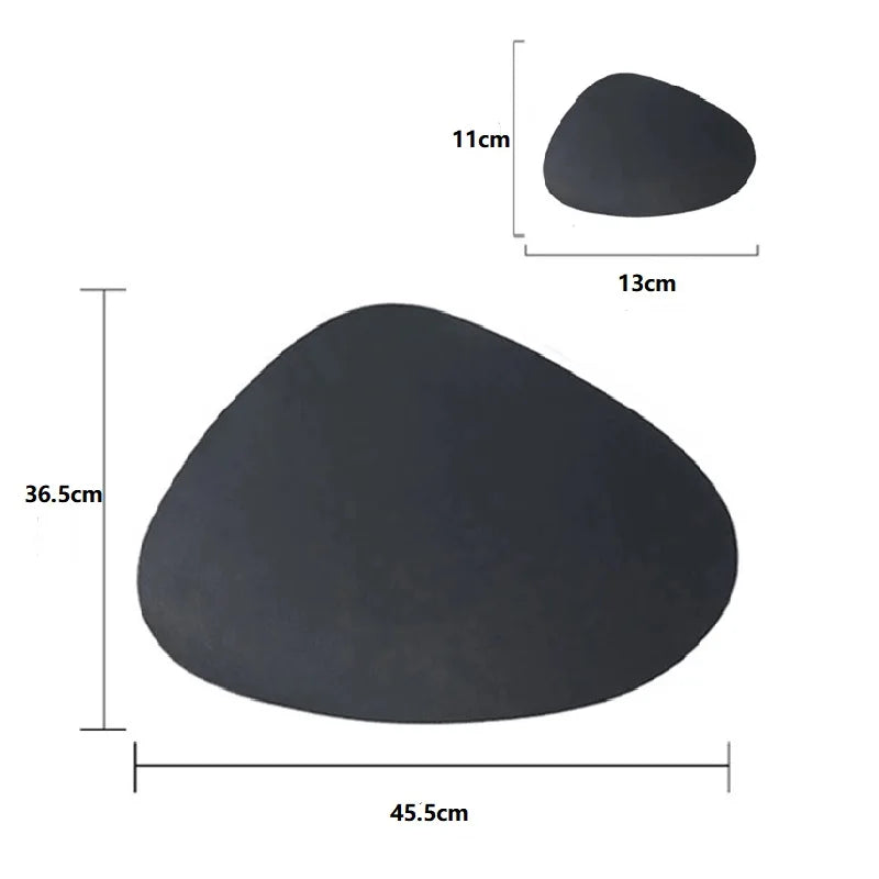 Inyahome Irregular Shape PU Leather Placemats Set Oil-Proof Waterproof for Kitchen Tables Bistro Tables Bars Coffee Shops Hotels