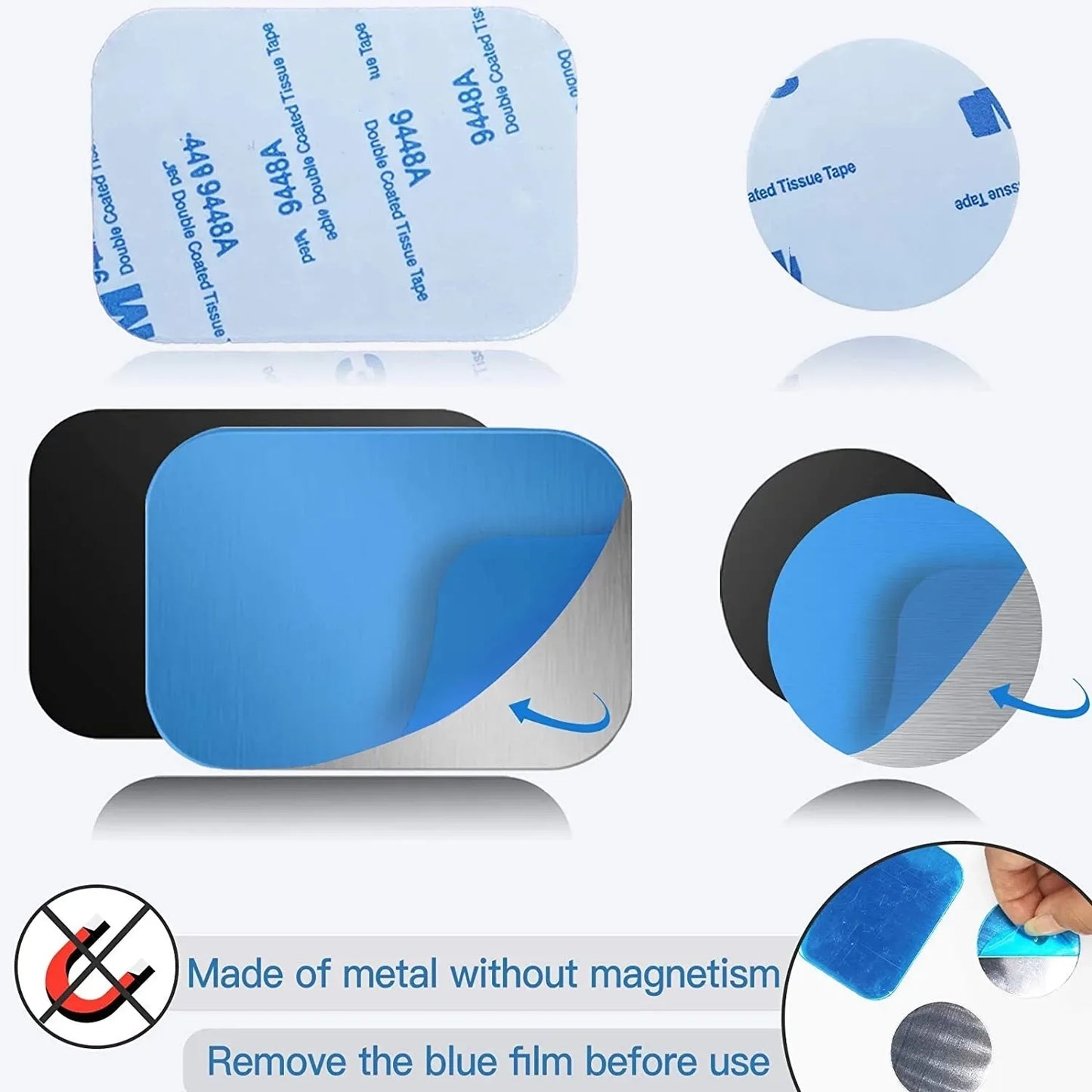 5PCS Car Phone Holder Metal Plate Magnetic Holder Round Square Sticker iron Sheet for Mobile Tablet Magnet Disk Desk Car Stand