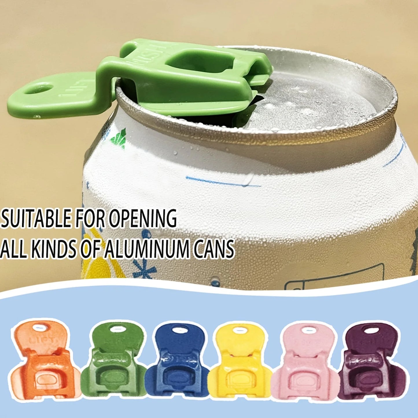 6/12/18pcs Color Beverage Can Opener With Protective Cover Plastic Tab Can Openers Reusable Easy Can Opener Kitchen Tool